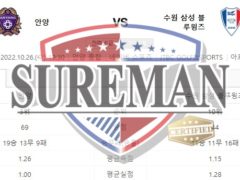 10월26일 K리그 안양 수원삼성 블루윙즈 스포츠분석 슈어맨