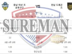 7월10일 K리그2 충남 아산 프로축구단 전남 드래곤즈 명석한 분석