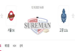 2023년 10월 12일 16:00 KBL 프로농구 서울SK vs 고양소노 짜릿한 분석