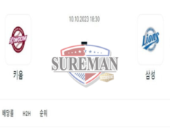 2023년 10월 10일 프로야구 키움 vs 삼성(KBO) 짭짤한 분석 슈어맨픽